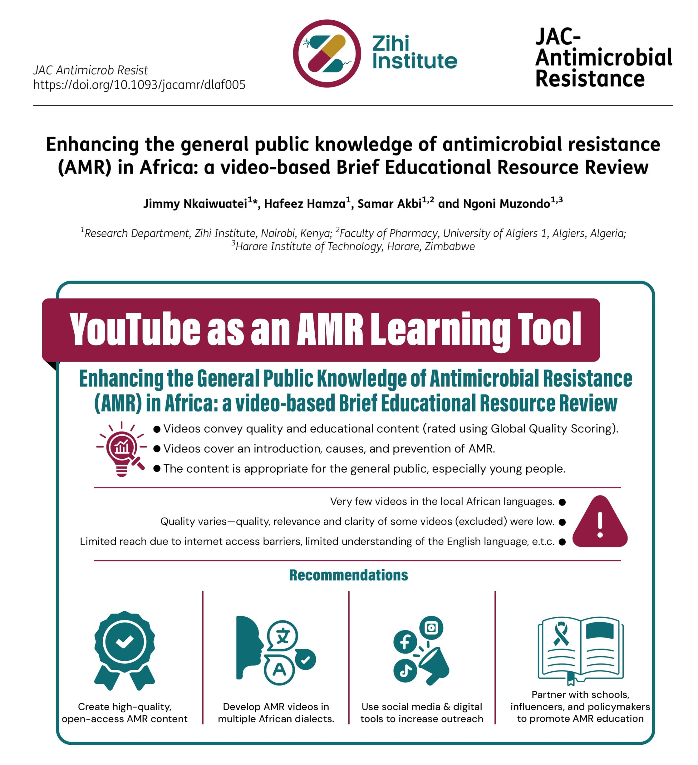 Enhancing the general public knowledge of antimicrobial resistance (AMR) in Africa: a video-based Brief Educational Resource Review